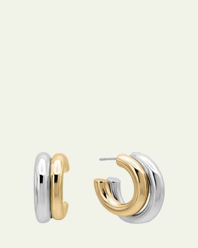 Two Toned Double Hoop Earrings